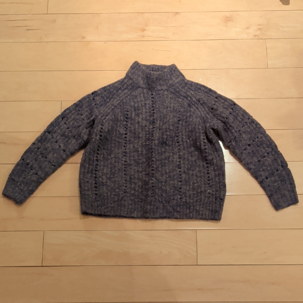 NWOT Madewell Chunky Ribbed Turtleneck Sweater XS Blue Mauve Knit